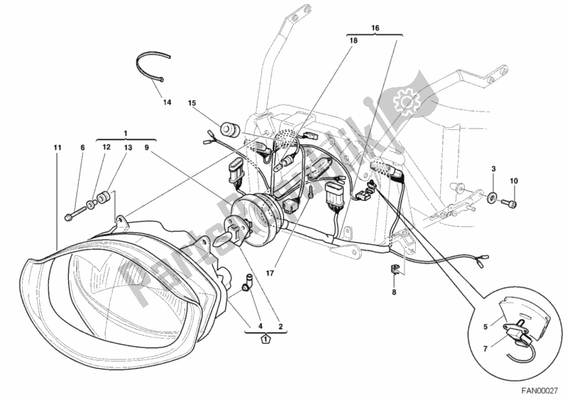 Todas as partes de Farol do Ducati Supersport 750 S 2001